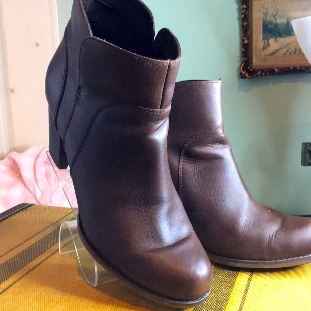 Timberland womens leather dress boots stacked heel sz 10.
